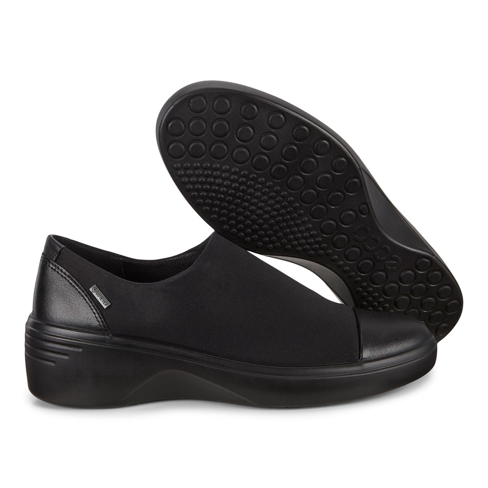 ECCO Womens Slip-On Black - Soft 7 Wedge - PJG-750926